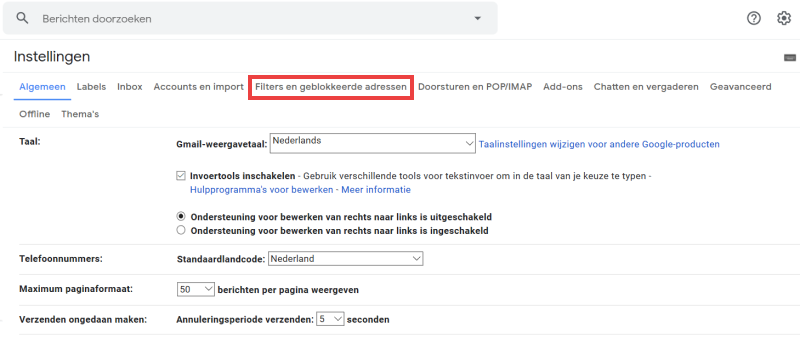 Filter verwijderen uit Gmail